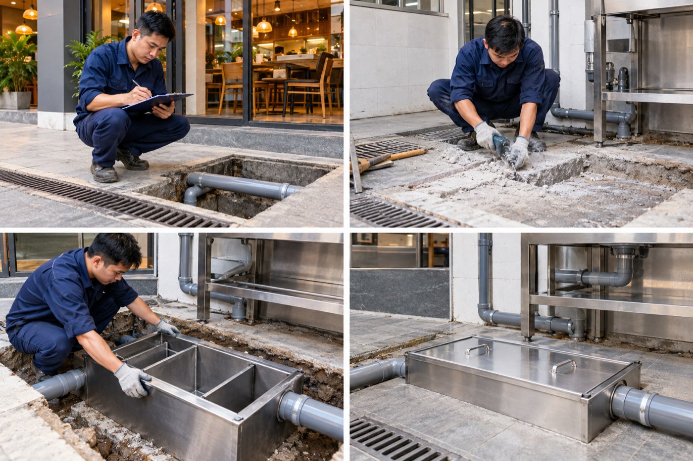 Lắp đặt bể tách mỡ tại TP.HCM: Giảm nghẹt, hạn chế mùi cho bếp