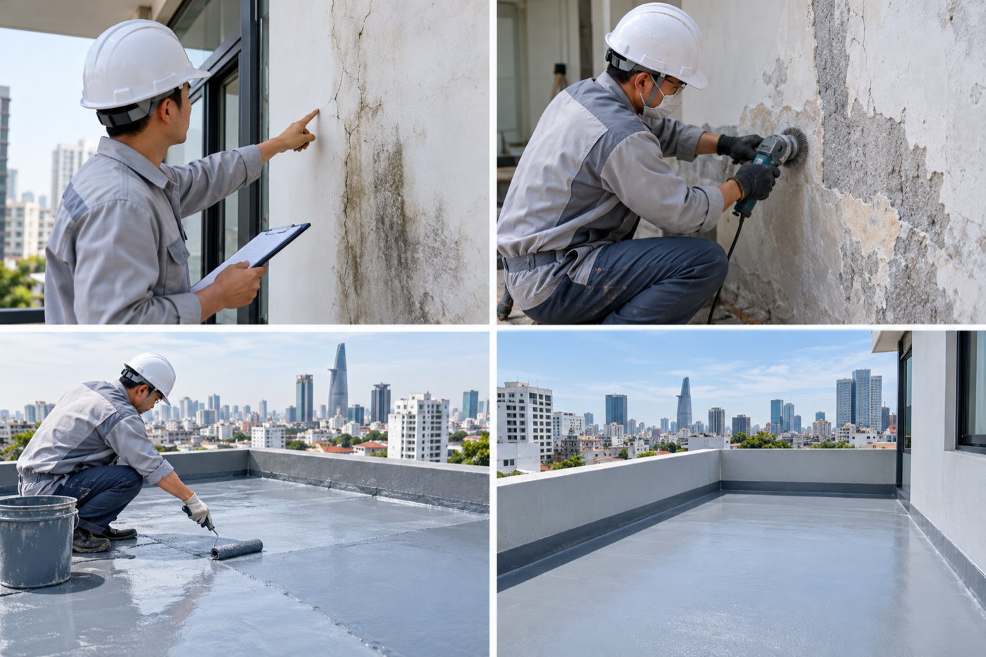 Kỹ thuật viên chống thấm nhà tại TP.HCM